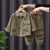 Children's Corduroy Boys 2 Piece Sets Fashion Kids Long Sleeve Jackets and Baggy Casual Jogger Pants Spring Fall Korean Style