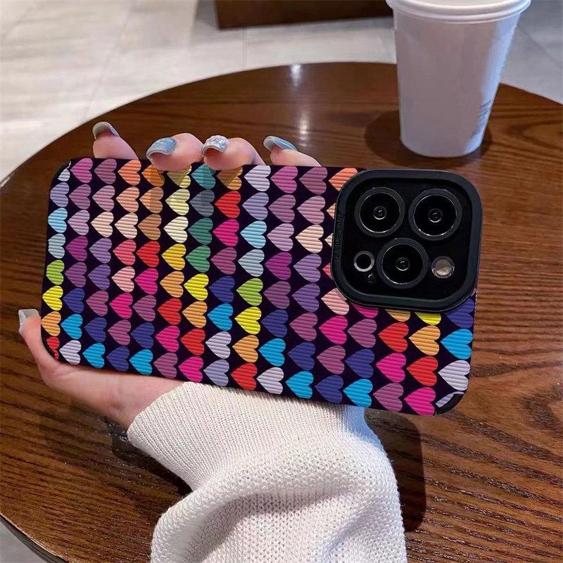 Ins Fashion Candy Colorful Love Heart Color Husa de telefon pentru Iphone 14 11 12 13 Pro Max Plus Protectie lentile Husa din spate rezistenta la socuri
