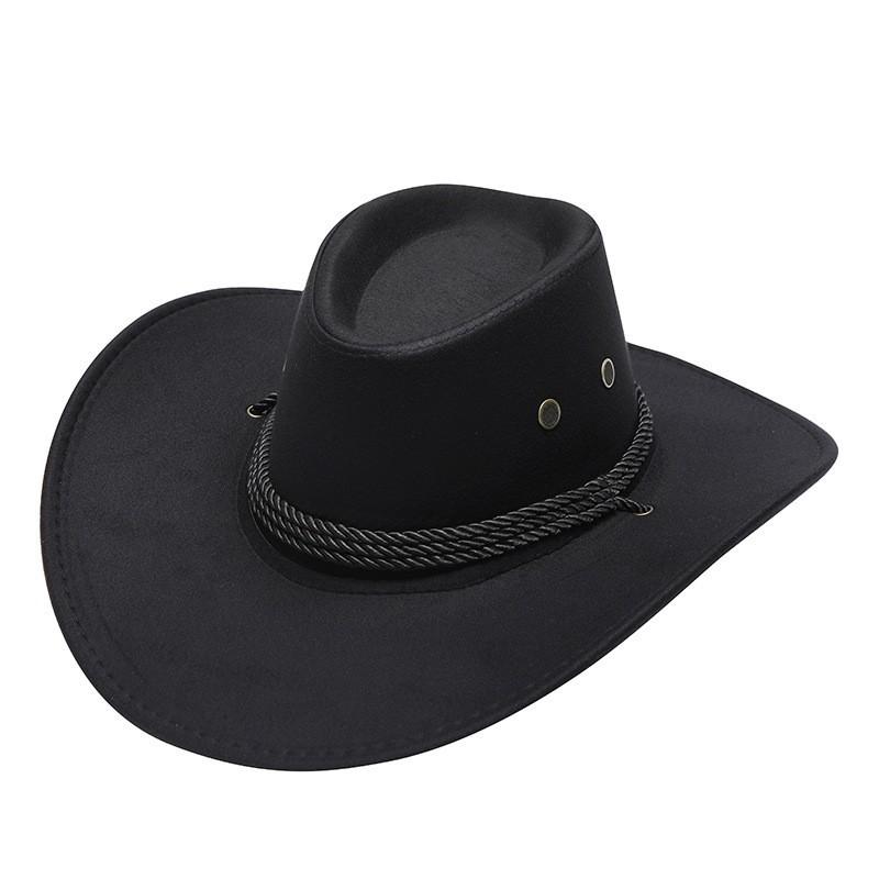 European, American and Western Cowboy Hat Wool Jazz Top Hat Men and Women's Ethnic Style Autumn and Winter Felt Hat Big Eave Hat Felt Hat