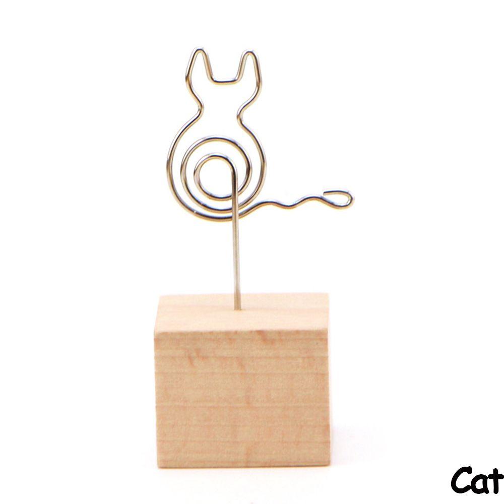 1 PC Metal Desktop Ornaments Wedding Decor Photo Clip Square Wooden Memo Holder Picture Frame