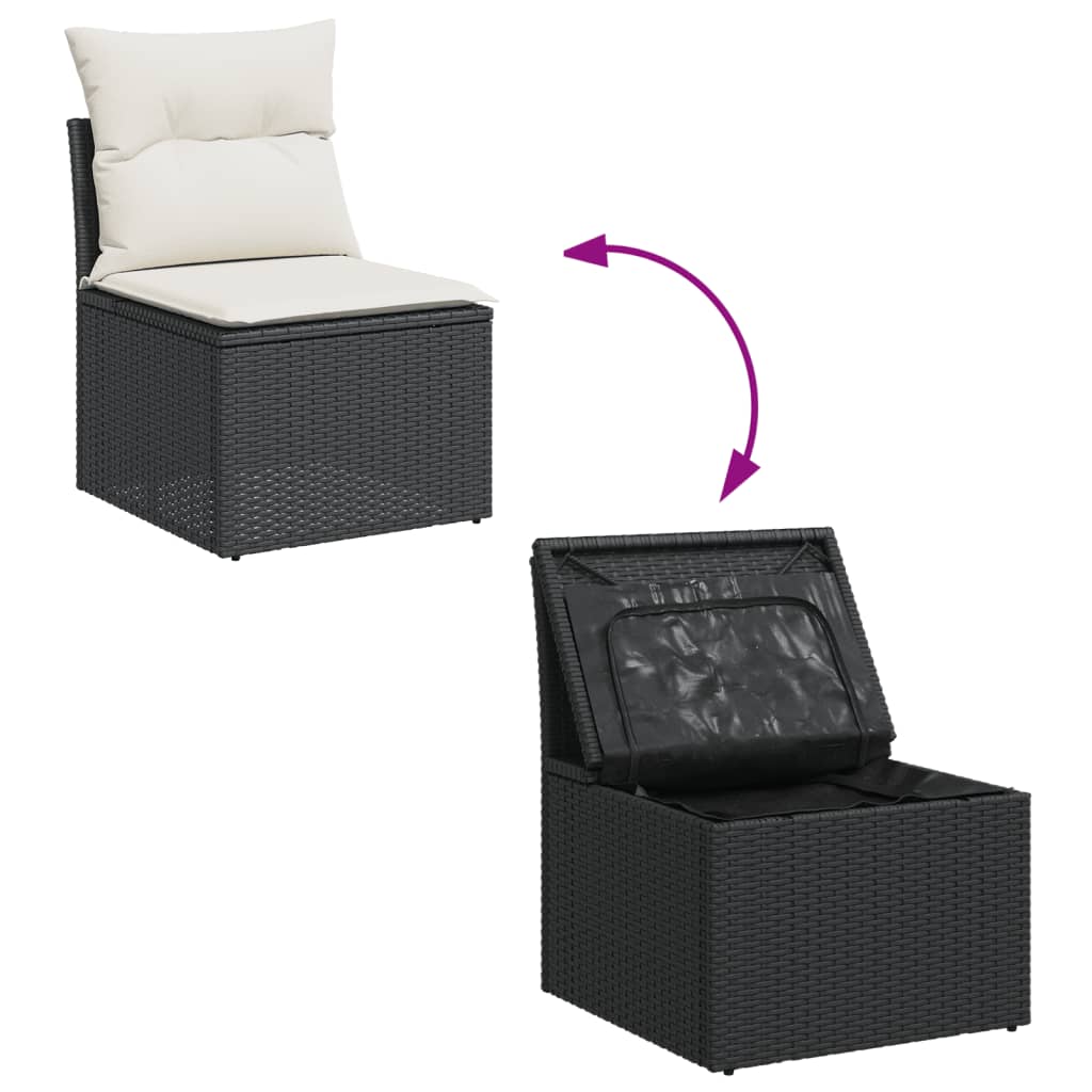 Vidaxl 11-Cz. Garden Lounge Set, Cushions Black Rattan Pe