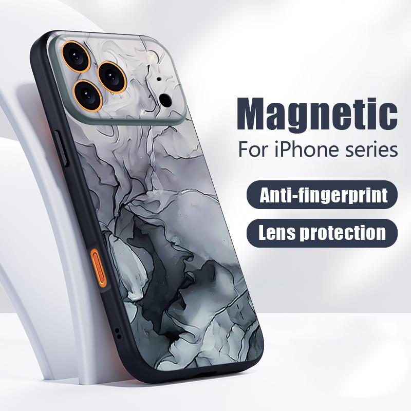 Sandstone Marble Pattern Case For iPhone 17 Pro Max Funda iPhone 16 15 14 13 Pro Max Magnetic For Magsafe Hybrid Slim Matte Cover