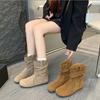 Women's Fashion Boots Autumn and Winter New Maillard Retro Solid Color Sleeve Suede Fashion Boots Flat-bottomed Medium Boots