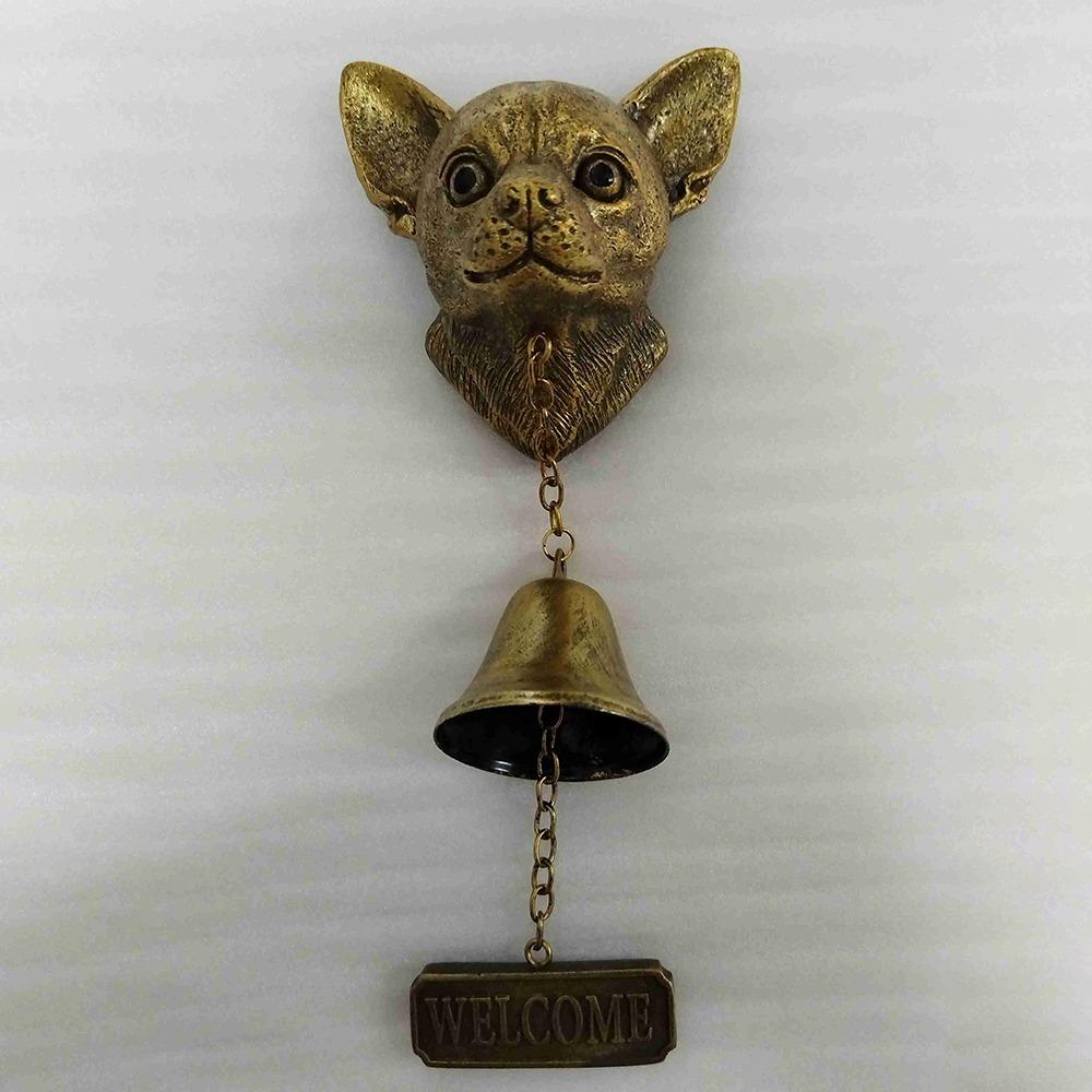 Loud Ringing Dog-Shaped Chime Bell Resin+Metal Dinner Bell Retro Front Door Chime Bell Farmhouse