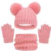 Kids Winter Warm 3 Piece Set Knitted Beanie Scarf And Gloves For Boys Girls Baby Cold Weather Accessories