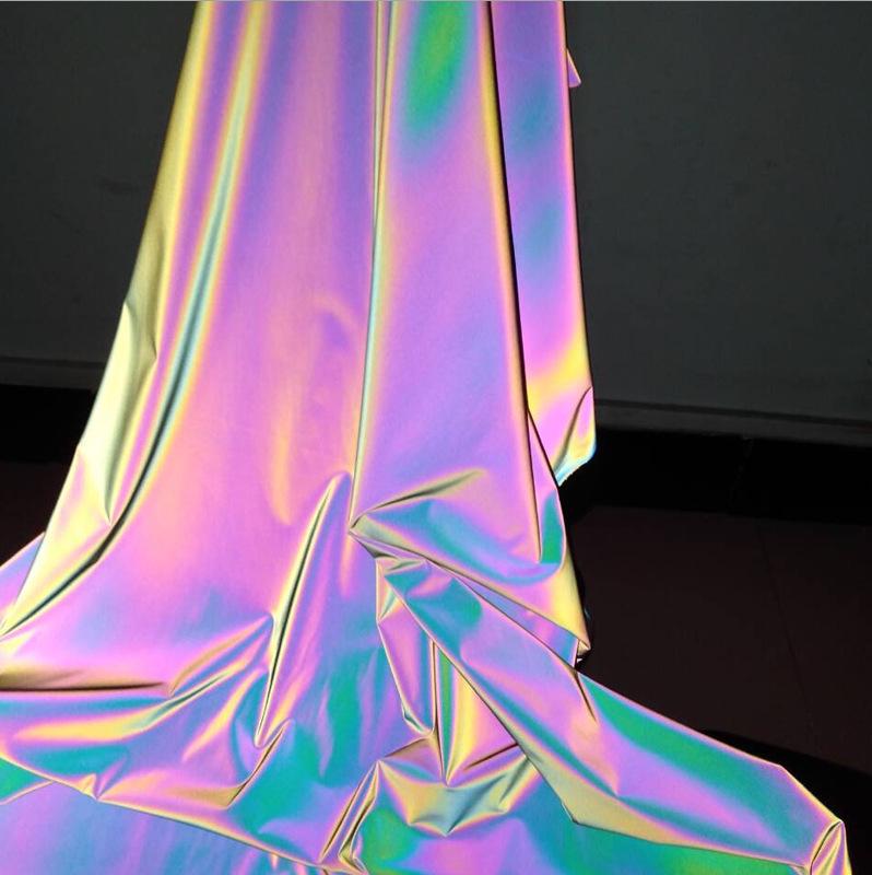 Iridescent Gradient Reflective Four-Way Stretch Fabric In Seven Colors