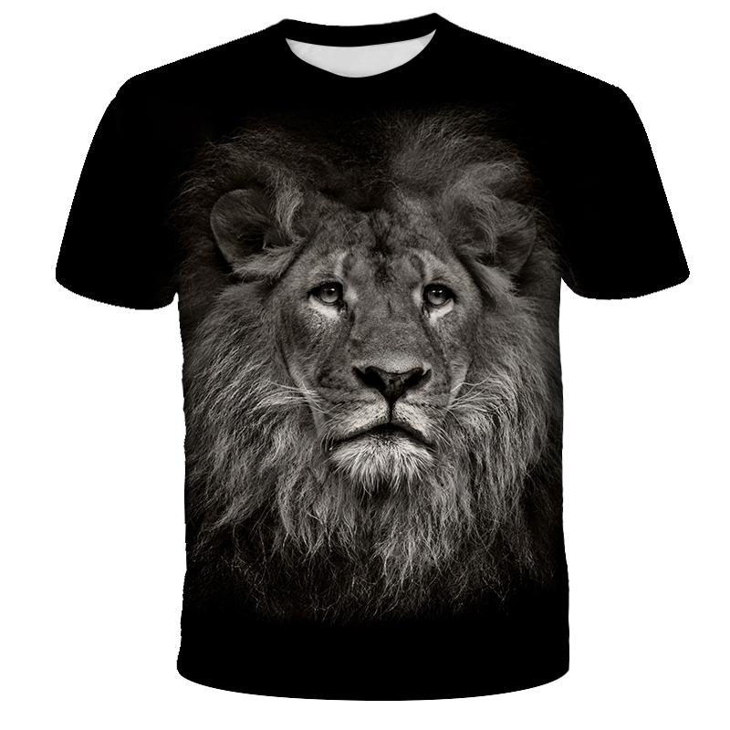 Zomer Rond Hals 3D Leeuwenprint Top Modieuze Casual Korte Mouw Heren T-shirts