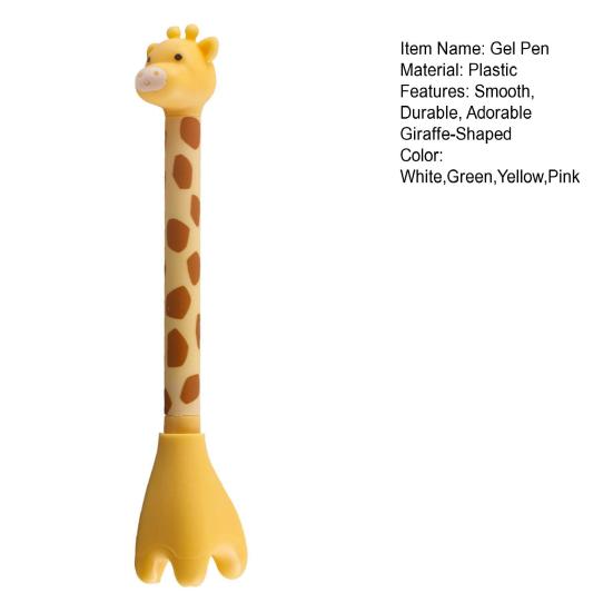2pcs Giraffe Shape Gel Pen Cute Cartoon Animal Pen Creative Pedestal Design for School Students Party Office