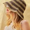 Striped Paper Bucket Hat Brown