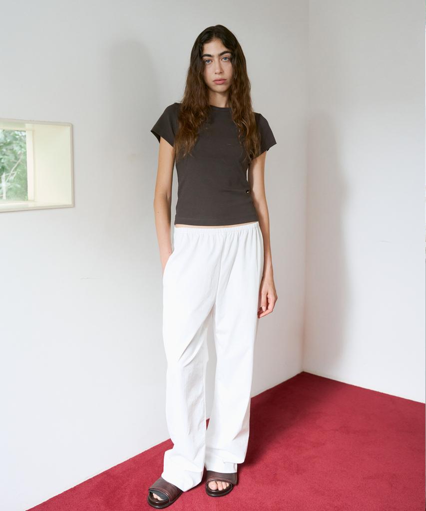 38COMEONCOMMON Wide Drawstring Hem Pants (White)
