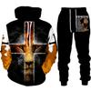 Zweiteiliges Set, christliche Bibel, Glaube, Jesus Gott, Herren-Kapuzenpullover/Anzug, cooler 3D-Löwen-Druck, Streetwear, Paar-Kleidung, Jogging-Trainingsanzug