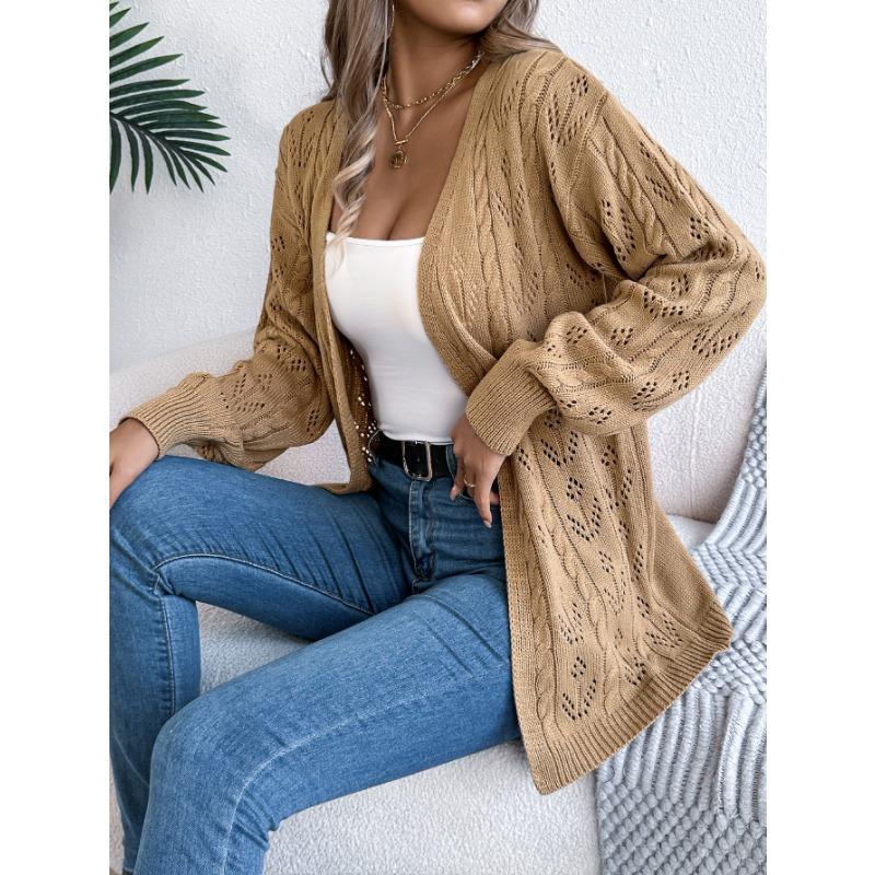 DAFIFY Women's Fashion Casual Fall Winter Solid Color Print Long Sleeve Sweaters