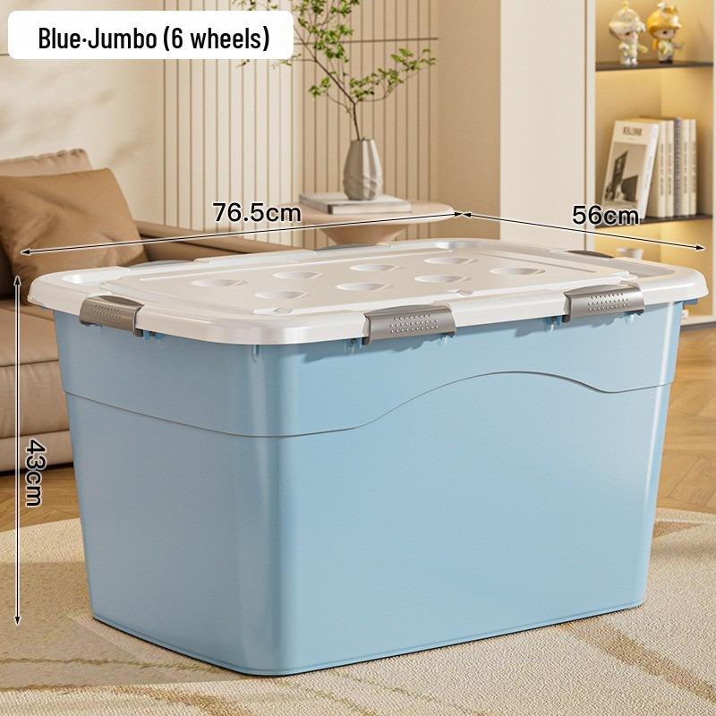 Extra Large Plastic Storage Box with Wheels for Toys, Snacks, Clothes - Thickened Container for Living Room & Bedroom