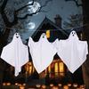 Maison Hantée Fantôme Suspendu Accessoire Décoration Extérieure Halloween, Mignon Volant Blanc pour Suspendu Forme Simple Jardin Avant, Porche, Patio, Pelouse,