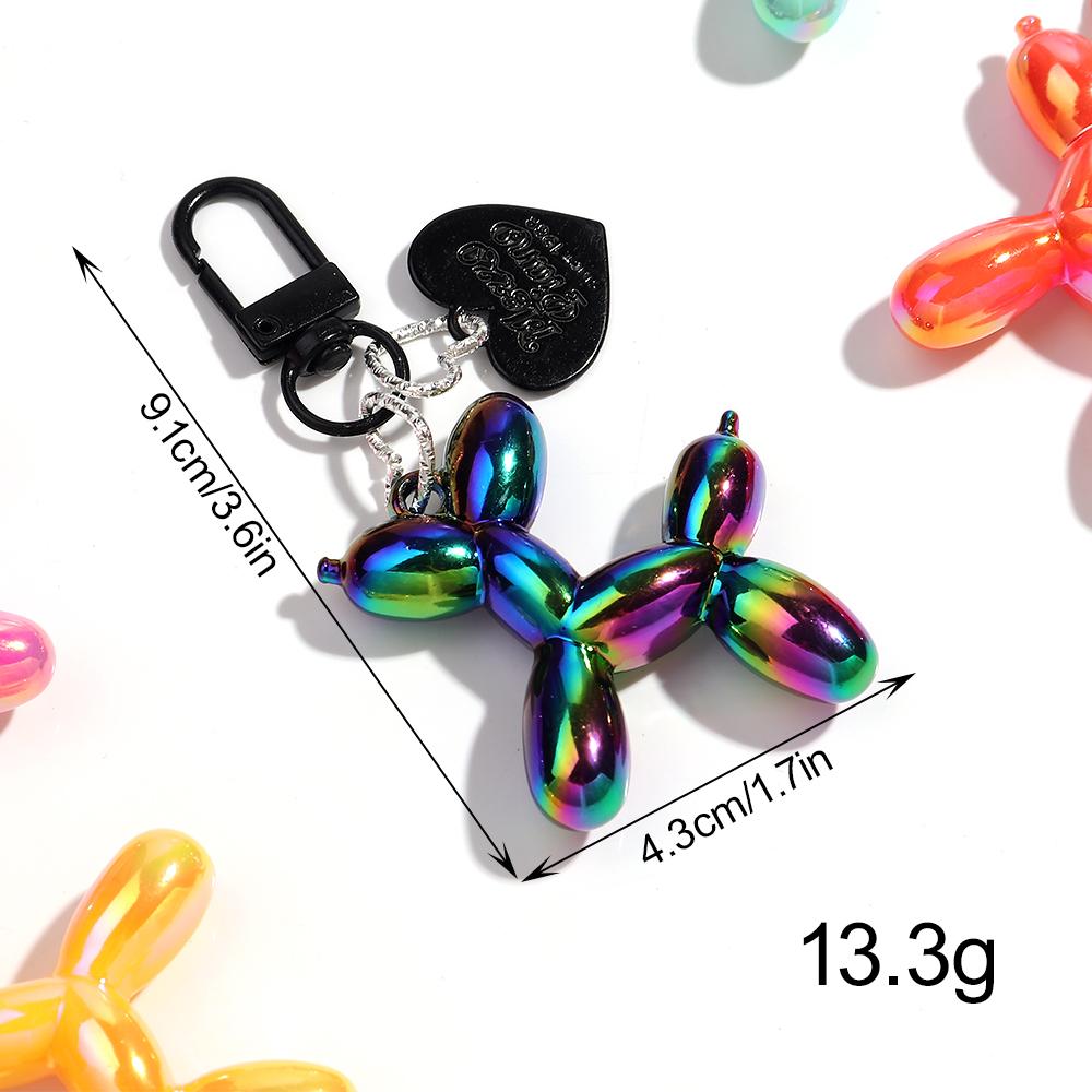 Creative Big Balloon Dog Heart Keychain for Women Girls Cute AB Colorful Acrylic Dog Keyring Phone Bag Charms Accessories Gifts