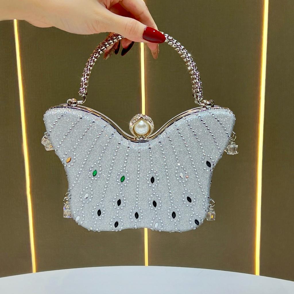 Luxury Butterfly Evening Clutch With Rhinestone Embellishments For Formal Events