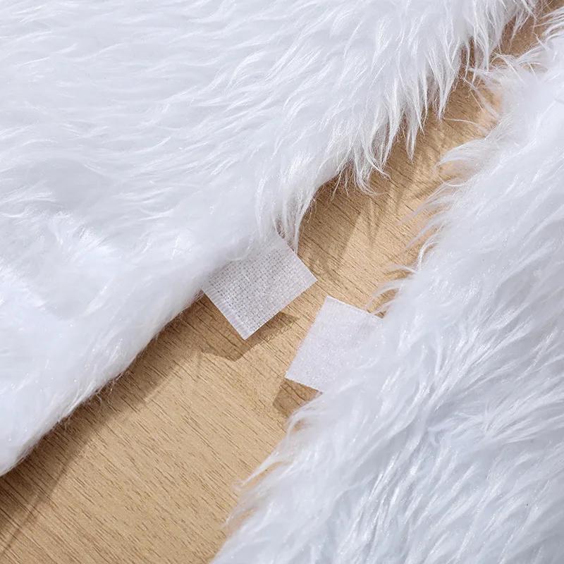 New 150cm White Christmas Tree Skirt Plush Faux Fur Carpet Snowflake Mat Christmas Tree Decoration New  Year Home Ornament