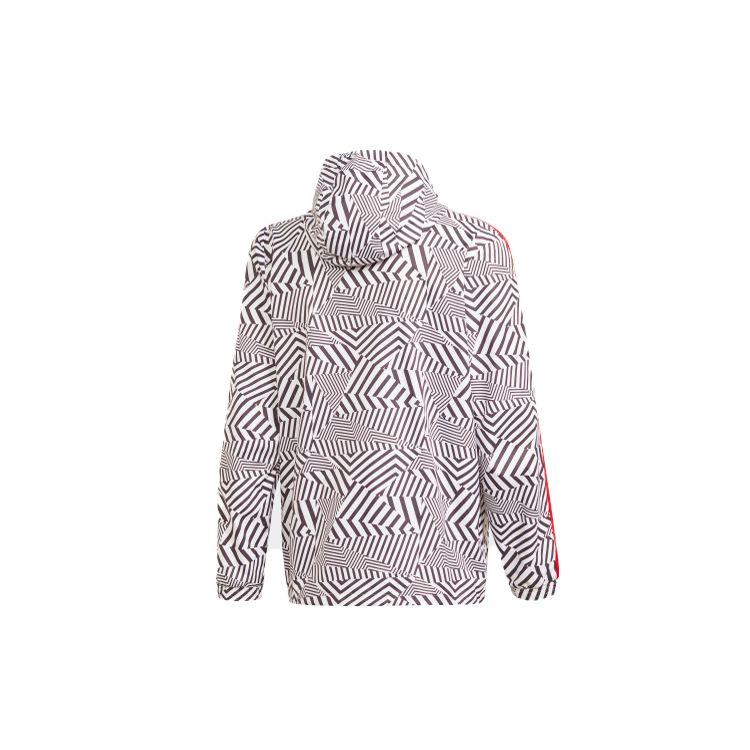 adidas Manchester United Men's Black and White Geometric Print Hooded Sports Jacket FR3843