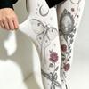 White Velvet Floral Pattern Stockings For Young Women With Breathable Elasticity