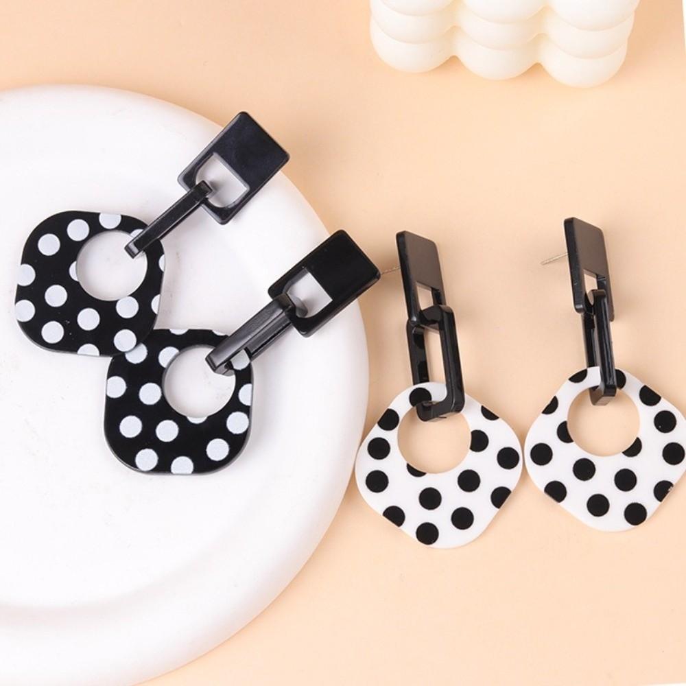 Rhombus Shape Vintage Polka Dot Earrings Bohemian Style Personalized Earrings Party