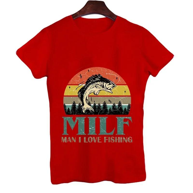 Oversized Tshirt Summer Men Milf Man I Love Fishing Print Tees Hip Hop Short Sleeve Harajuku Shirts Milf Fishing Tshirt Male Tee
