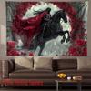Fantasy Gotischer Ritter auf Pferd Rote Rose Bedruckter Wandteppich Wandbehang Dekor 180x230cm 71x91in Mittelalterliche Epische Kunst