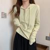 Early Autumn Thin Design Sense Niche Slim and Thin Short Small Hooded T-shirt Women's Long-sleeved Bottoming Shirt
