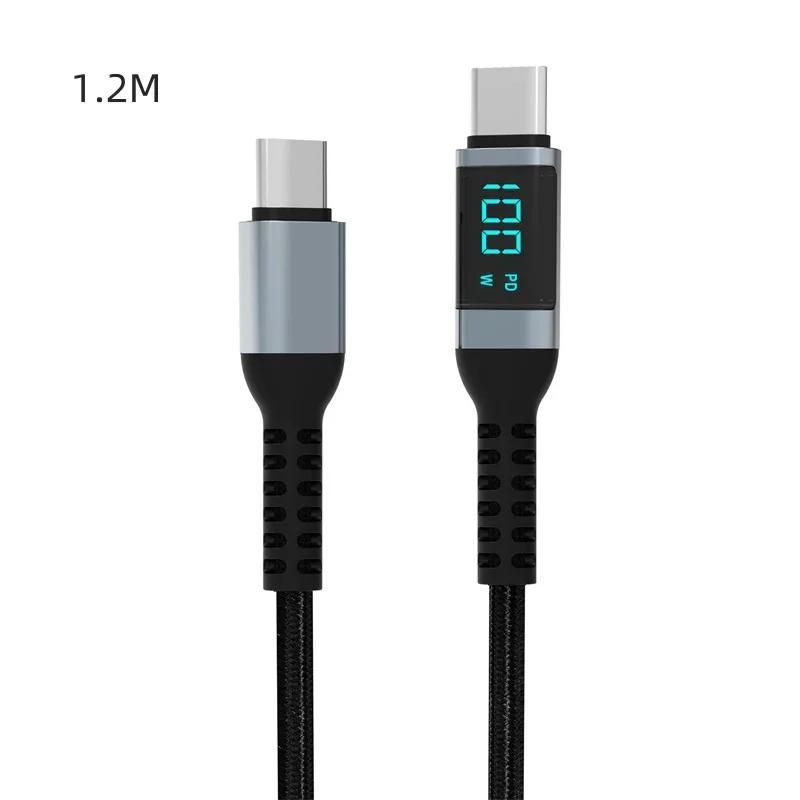 LED Display 100W USB Type C To USB C Cable 0.5/1.5/2m For  IPad Samsung Fast Charging Charger Cable