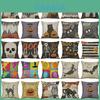 Halloween Animal Print Cushion Cover Cotton Linen Pillow Case With Invisible Zipper For Home Decoration