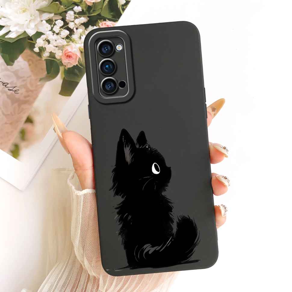 Pour Oppo Reno4 Pro 5G PDNM00 Coque Peinture Couleur Élégante Couverture Arrière en Silicone Pour Reno4 Pro Reno 4PRO 5G PDNT00 CPH2089 Boîtier de Téléphone