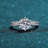 Hot Sales Brilliant Cut Silver Plated Platinum Vvs Moissanite Circular 1.0ct Engagement Diamond 925 Silver Ring