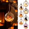 Indoor Holiday Hanging Ball Halloween Glowing Sphere, Lighted Clear Ornament, Cute Witch Office Event Decoration Cat, LED for Mantel Party Decor Home