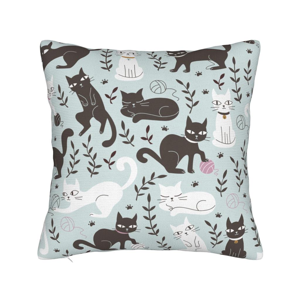 Cat Heart Pillowcase Printing Polyester Cushion Cover Decorations Cute Pillow Case Cover Bedroom 45X45Cm