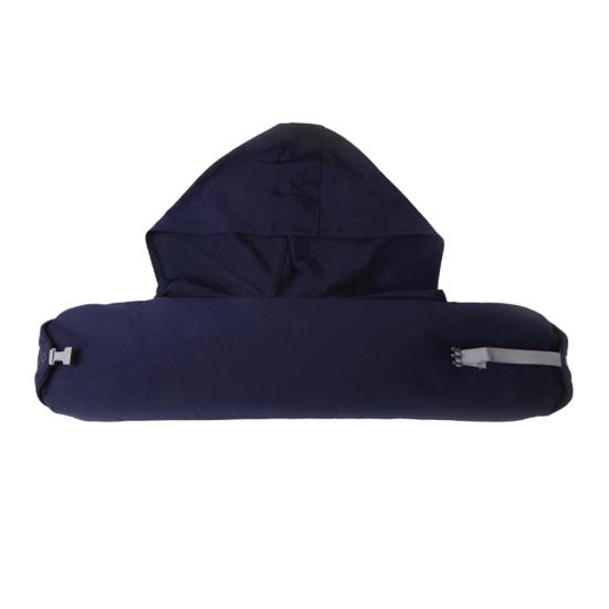 Luggage Pillow Self-Filling Travel Neck Pillow with Adjustable Size Shoulder Straps Refillable Hooded Design Packing