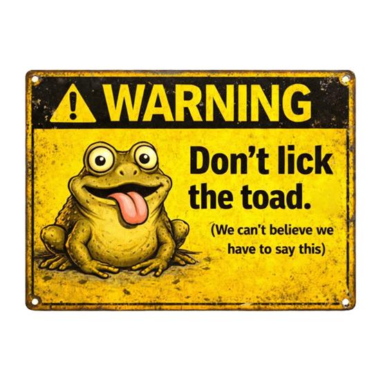Nicht die Kröte lecken Schild Lustige Kröten Warnschild Humorvolles Frosch Kröte Vintage Metallschild für Bar Garten Hof Terrasse Zaun Dekor