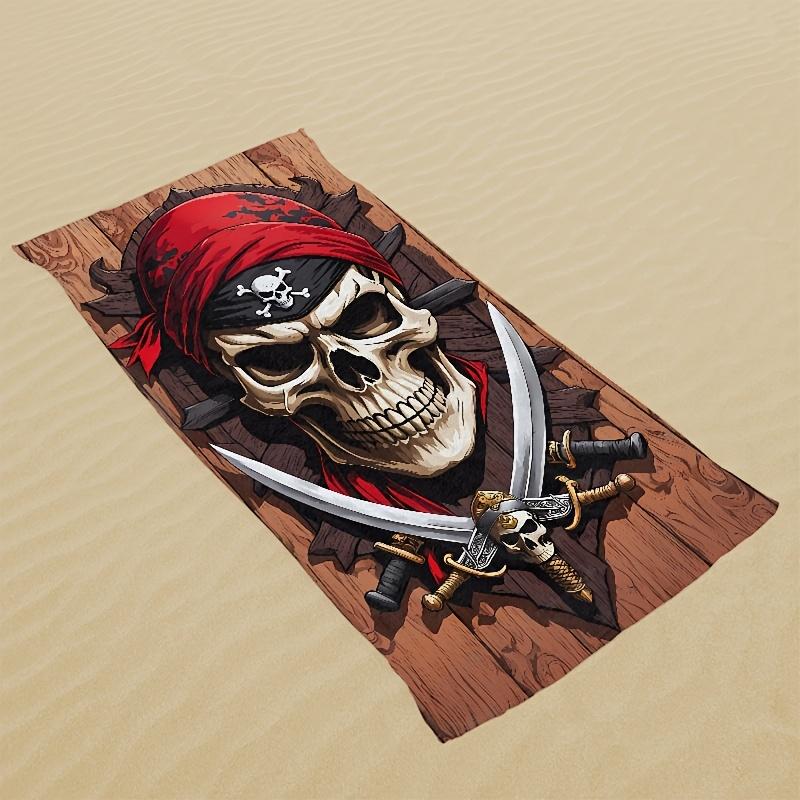 Pirate Skull Sword Quick Dry Beach Towel Single Sided 2DPrint Soft Microfiber Beach Towel Pool Beach Swim Decor Adventurous Gift
