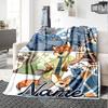 Custom Name Fox Friends Adventure Flannel Blanket for Super Soft Cute Comfort Blanket for Travel Bedding Couch Sofa Blanket
