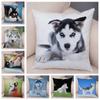 Decorative Cute Siberian Husky Pillowcase Pet Dog Print Super Soft Pillowcase Animal Sofa Cushion Cover