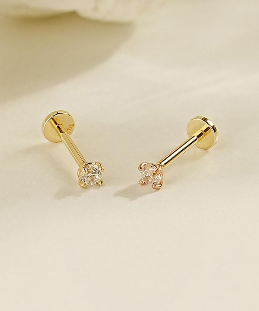 Minimalpiercing 14K Internal Moissanite Diamond Labret Nose Piercing 0.8Mm