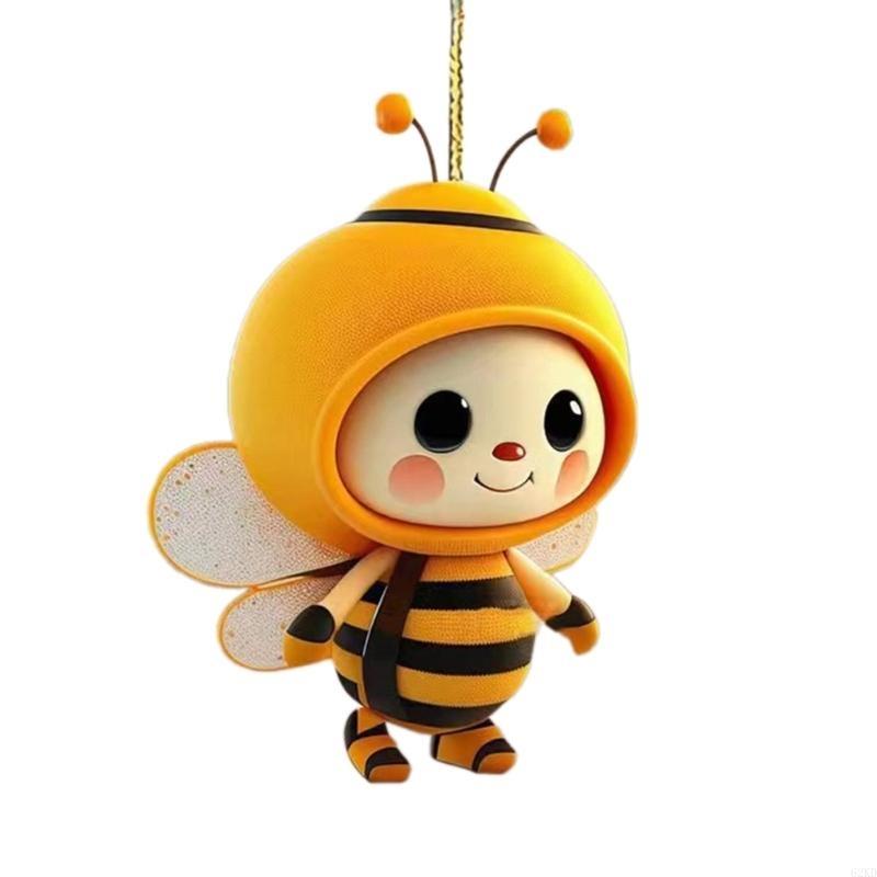 Ornement Abeilles 62KD, Décorations Suspendues pour Rétroviseur de Voiture Acrylique Support de Rétroviseur Intérieur de Voiture