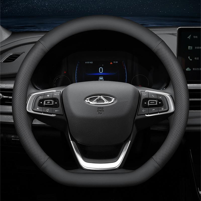 Full Leather Cover for All Seasons Auto Steering Wheel Cover Ultra-Thin Non-Slip D Shape Breathable Car Steering Wheel Protector