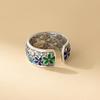 Neuer Chinesischer Ethno-Stil Personalisierter Offener Blumenring Emaille Bunt Vintage Schwere Industrie Verstellbarer Ring Lässig Alltag Zierlicher Minimalistischer Ring