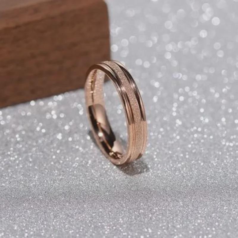 2025 Rose Gold Frosted Ring - Simple Korean Style for Female Students In Titanium Steel