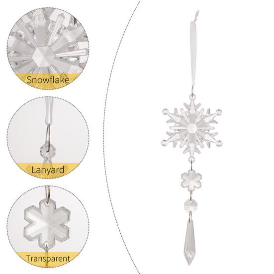 6 bucăți pandantive simulate cu fulgi de nea Ornamente acrilice transparente cu fulgi de nea Decoratiuni artificiale cu fulgi de nea ușor de agățat pentru petrecerea de iarnă în brad