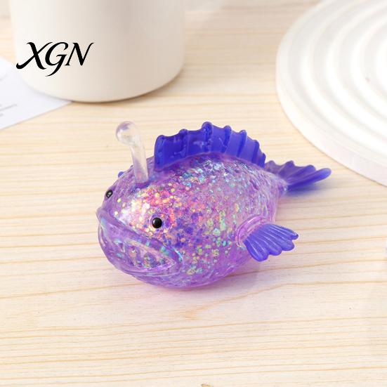 Healing Sensory Toy Lantern Fish Sugar Ball Clear Glitter Sea Squeeze Fidget Stress Soft Stretch Anxiety Relief Hand Relaxation Tool