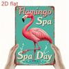 Retro Flamingo Spa Day Metal Sign Vintage Aqua Blue Wall Art Rustic Bathroom Cafe Decor 7.8x11.8 Inch