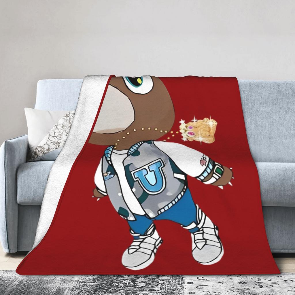 Kanye West Blanket Fleece Spring/Autumn Cute Bear  Multifunction Lightweight Throw Blanket for Home Bedroom Quilt