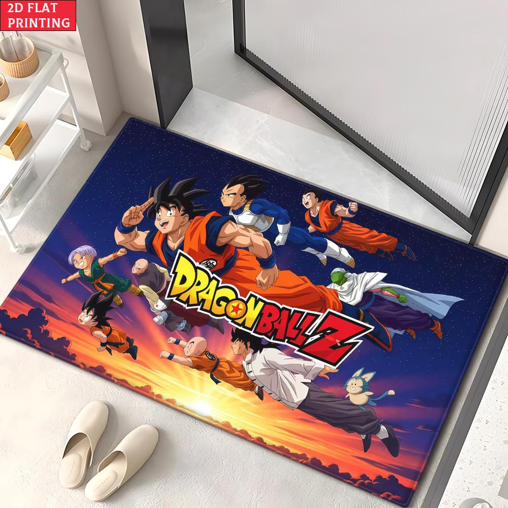 Anime Super Saiyan & Villains Group Doormat, 2D Print Floor Mat, Entrance Rug for Bathroom Living Room Kitchen Home Decor Gift