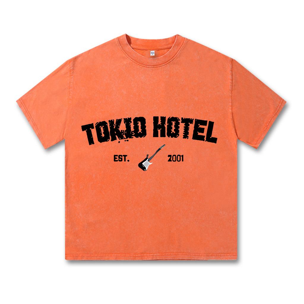 T-shirt vintage délavé rétro Rock Band Tokio Hotel Kaulitz T-shirt mode homme décontracté pull sweat hommes femmes T-shirt