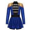 Girls Circus Dance Costume Ringmaster Dress Long Sleeve Shiny Sequins Tassel Jumpsuit
